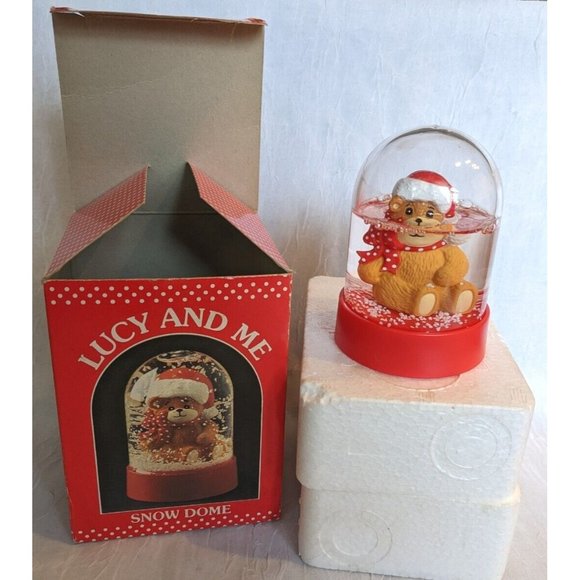 80s Snow Globe Lucy Bear Vtg Enesco Dome Christmas Rigg Teddy And Me  1982 Boxed - Picture 12 of 12
